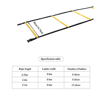 Agility Ladder for Speed Training - Fixed 2.55M Agility Ladder with Cones, Ideal for Rugby, Boxing, Lacrosse, and Tennis - Enhance Your Athletic Performance (2.55M) - size: 2.55M