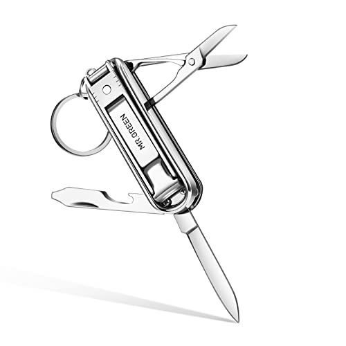 MR.GREEN Multifunctional Nail Clippers Stainless Steel Six Functions Nail Cutter Nail Files Small Knife Scissors (Small) - size: Small