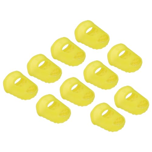 PATIKIL Finger Tips Anti Slip Fingertip Protector, 10 Pack 28mm Silicone Finger Guard for Paper Sorting Sewing Guitar Playing, Yellow M Size - color: Yellow