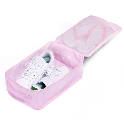 Travel Shoe Bags, Foldable Waterproof Shoe Pouches Organizer-Double Layer (6 Pink Shoe Bags) - color: Pink, size: 6 Packs