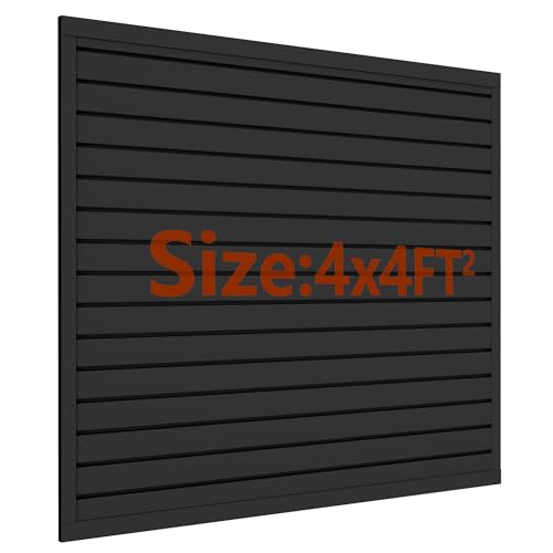 Slat Wall Paneling 4 x 4 ft, Garage Storage & Organization System, Black | Heavy Duty Wall Mounted Tool Organizer, Slate Board Wall Rack for Tools, Power Equipment & Organization - color: Black, size: 4ft x 4ft