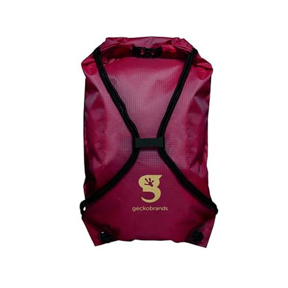 geckobrands Embark 10L Drawstring Backpack – Waterproof, Lightweight Dry Bag for Beach, Hiking, and Light Water Activities - color: Maroon/Gold
