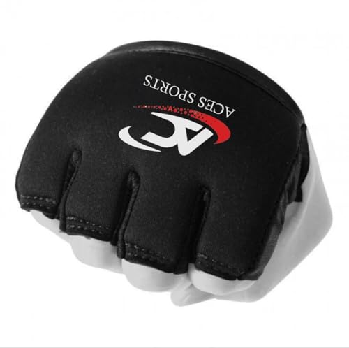Gel Knuckle Protector, Black MMA Gel Hand Guard, Fingerless Design - size: Small-Medium