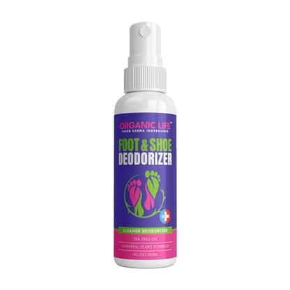Organic Life Shoe Spray Deodorizer, Eliminator Spray for Foot and Shoe, Tea Tree & Witch Hazel Foot Spray and Shoe Freshener, Shoe Protector Spray, Odour Remover for Shoes