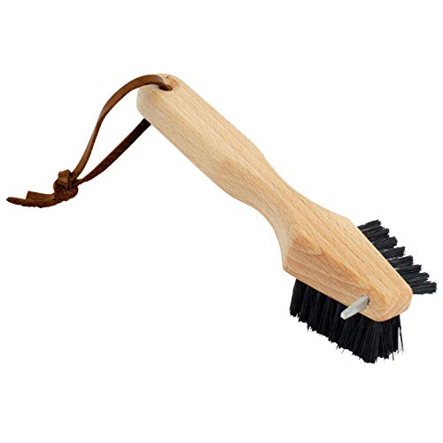 REDECKER Shoe Sole Brush - Wild Boar Bristle, Oiled Beechwood and Stainless Steel Design, 3 Ways to Clean, Made in Germany - Stiff Bristle Boot Brush
