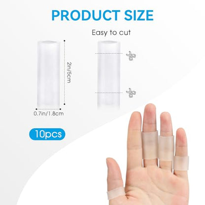 10 Pcs Finger Sleeves Protectors Silicone Finger Protectors Silicone Finger Sleeve Finger Covers Cushions and Protects Gel Rubber Finger Shields Provide Relief for Cracked Finger