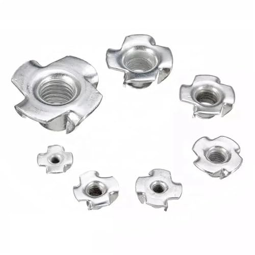 T-Nuts 50/100Pcs M3 M4 M5 M6 M8 M10 M12 Four Claws Nut Speaker T-nut Blind Pronged Insert Tee Nut Four-Point Impact Nuts for Wood, Rock Climbing Holds(M4 (100pcs)) - size: M4 (100pcs)