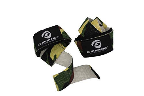 Gripad Heavy Duty Lifting Straps in Carry Pouch - Wrist Strap Set for Weight Lifting, Cross Training & Power Lifting - Strong Neoprene Gym Workout Deadlift Enhanced Grip and Stability - color: forest camo