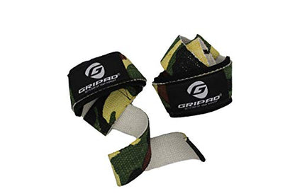 Gripad Heavy Duty Lifting Straps in Carry Pouch - Wrist Strap Set for Weight Lifting, Cross Training & Power Lifting - Strong Neoprene Gym Workout Deadlift Enhanced Grip and Stability - color: forest camo