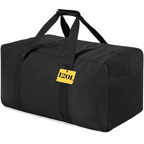 Extra Large Duffle Bag for Travel, 120L Duffel Gear Bag for Men and Women,Foldable Storage Bag Ideal for Overnight Camping and Weekend Getaways - color: Black, size: 120L