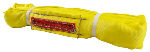 Power Lift PL3x4' Yellow Polyester Round Sling (8,400 lbs. Vertical Capacity) | Various Sizes in Listing | Kennedy Wire Rope & Sling Company | Proudly Manufactured in the USA - color: Yellow (PL3) - Vertical Capacity: 8,400 lbs., size: PL3x4'