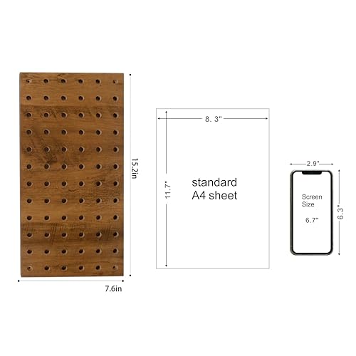 Brown Wood Pegboard Modular Set of 2 | Includes wall hooks & shelf, for home/office/bathroom storage - color: Brown