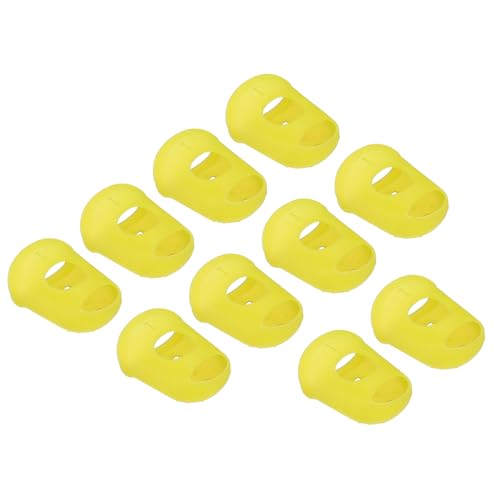 PATIKIL Finger Tips Anti Slip Fingertip Protector, 10 Pack 25mm Silicone Finger Guard for Paper Sorting Sewing Guitar Playing, Yellow S Size - color: Yellow