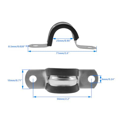 Rubber U Clamps,Two Hole U-Tube Strap Clamp Set,SAFYY EPDM Rubber Cushioned Insulated Clamp Rubber Lined Mounting U Brackets,U Shaped Pipe Tube Wire Clamps Clips Conduit Clamps (M25|1",20PCS) - size: M25|1",20PCS