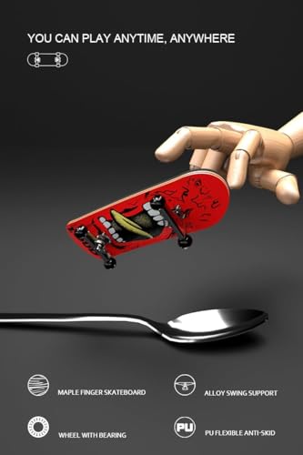 Wooden, pro Fingerboard 29mm Mini handboard、Premium Fingerboard Ideal for Dexterity maneuvers (Big Mouth) - color: Big Mouth