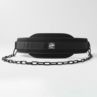 Dip Belt with Chain for Weightlifting, Neoprene Waist Belt for Gym Workout,Pull Ups, Training, Fitness Exercise, Men, Women - color: black