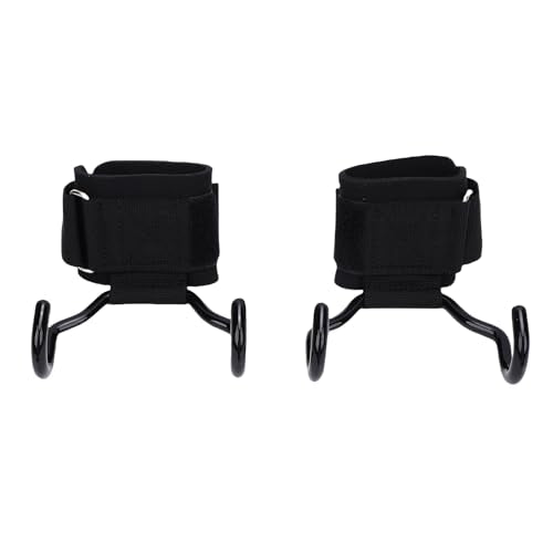 Non Slip Rubber Coated Gym Hooks | Adjustable Wrist Straps Heavy Duty 330LBS for Pull Ups Deadlifts Fitness