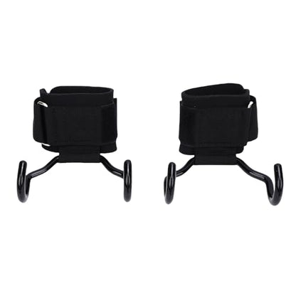 Non Slip Rubber Coated Gym Hooks | Adjustable Wrist Straps Heavy Duty 330LBS for Pull Ups Deadlifts Fitness