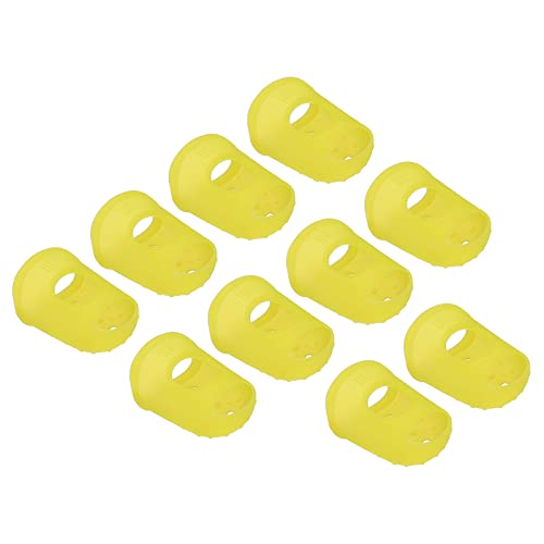 PATIKIL Finger Tips Anti Slip Fingertip Protector, 10 Pack 29mm Silicone Finger Guard for Paper Sorting Sewing Guitar Playing, Yellow L Size - color: Yellow