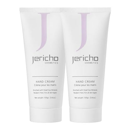 Jericho Cosmetics Hand Cream – Moisturizing & Nourishing with Aloe, Olive Oil & Dead Sea Salts – Hydrating Formula with Witch Hazel & Vitamin E – Non-Greasy, 3.4 oz - 2 Pack - style: 2 Pack