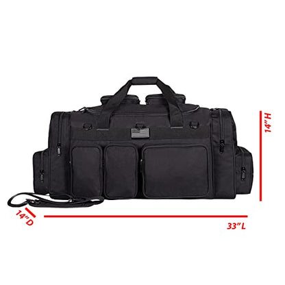 K-Cliffs Tactical Range Duffel Heavy Duty Large Gear Duffle Durable Quality Travel Sports Gym Equipment Bag Military Molle with Lockable Zippers with US Flag Patch 33 Inch Black - size: 33 Inch Black