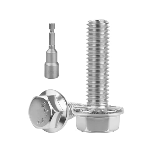 M8x30mm Serrated Flanged Hex Head Screws Bolts 25pcs HS/JXLS-10 | 304 Stainless Steel, External Hex Machine Screws, Equipped with Hex Sleeve, for Construction, for Automotive, for Industrial - size: M8x30mm