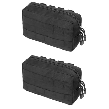 Molle Pouches Tactical Admin EDC Gear Utility Pouch Waist Bags for Small Tool Horizontal Modular Organization - color: 03 Black - 2 Pack