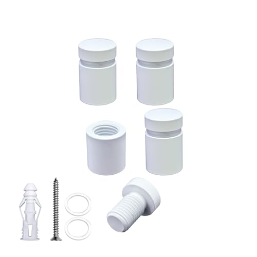 Pack of 4, Aluminum Standoff Screws, Wall Sign Standoff Mounting Hardware Advertising Glass Standoff Nail for Hanging Acrylic Picture Frame (White, 1/2" x 1/2") - color: White, size: 1/2" x 1/2"