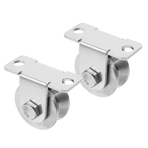 U Groove Stainless Steel Wall Pulley 2Pcs Heavy Duty Stainless Steel Rope Pulley with Internal Bearings for Wall Mounted Sliding Door Pulley System