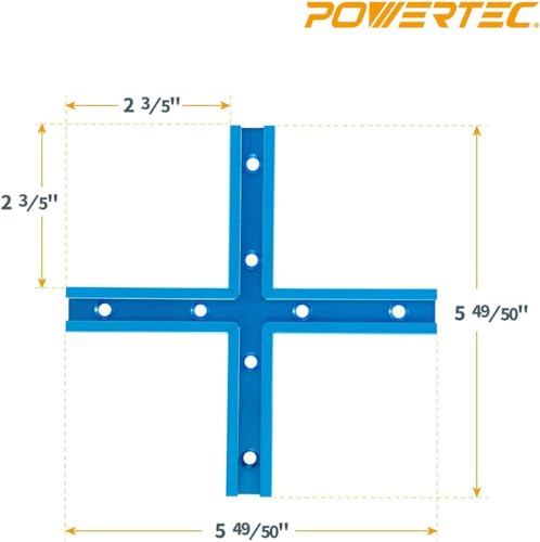POWERTEC 72081 Double-Cut Profile Universal T-Track & Intersection Kit, 4pc 24 Inch Aluminum T Tracks with 2 Sets 3" T-Track Intersection Kit, Drill Press Table, Router Table, Workbench, Pack of 1 - size: 24" T track (4PK) + Intersection Kit (2 Sets)