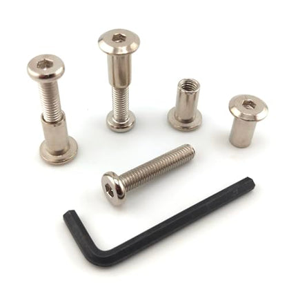M6 x 1" Hex Drive Socket Cap Bolts Screws Kit,ALLOYPRO 30-Sets Binding Post Screws Socket Cover Connecting Bolt Fixing Post Screw for Furniture Chair Crib Table Cabinets,M6x25mm - color: Silver, size: Silver-M6*25mm-30sets