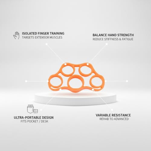 Hand Strengthener Silicone Finger Resistance Band for Grip Training and Extension Exercises - color: Orange