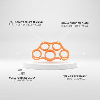 Hand Strengthener Silicone Finger Resistance Band for Grip Training and Extension Exercises - color: Orange
