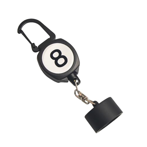LAKE OF FIRE Pool Chalk Holder with Retractable Key Ring Black | Snooker & Billiards Pool Accessories, Professional Billiards Gifts for Men - size: Round