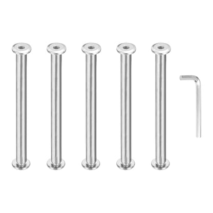 PATIKIL M5x5mm Hex Chicago Screws 6x75mm, 5Pcs 304 Stainless Steel Metric Hex Drive Socket Cap Binding Post Screw Posts for Scrapbook Leather Belt Album Furniture Repair, Silver - size: M5x5mm, 6x75mm