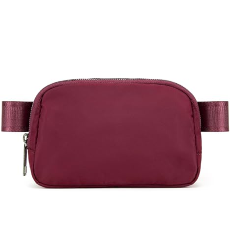 YOSHUYUKI Waist Belt Bag for Women Lulu Dupes Mini Small Crossbody Purse Sling Bag Cute Fashion Waterproof Fanny Pack Over The Shoulder Bags Fashionable Travel Running Belt Pouch Bum Bag Red Merlot - color: Red Merlot