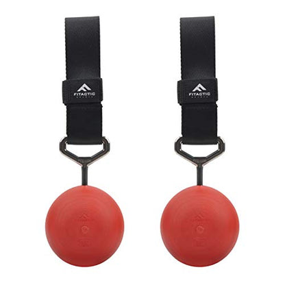 Rock Climbing Solid Training Cannonball Power Pull Up Ball Hold Grips for Straps for Finger, Forearm, Biceps, Back Muscles (Red, 4") Bundle with Upgraded 1 Pair Eagle Loops Grip for Fing