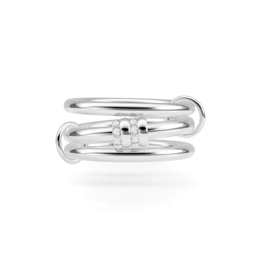 Gold Stackable Rings for Women Non Tarnish, Dainty 14K Gold/Silver Plated Cubic Zirconia Spinelli Ring Chunky Multi Rings Mixed Metals Ring Stack Set Non Tarnish Jewelry - color: Plain-Silver, size: 9