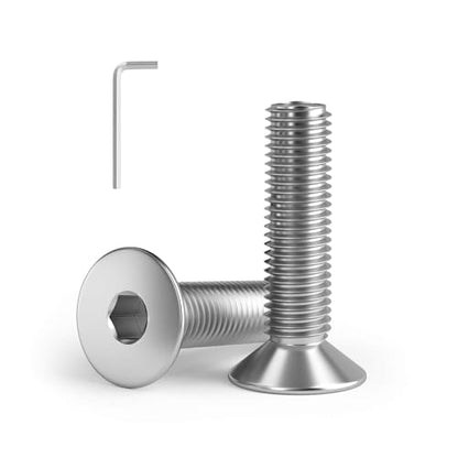 1/4-20 x 2-3/8''(10 Pack) Flat Head Hex Socket Cap Screws Countersunk Bolts, Allen Socket Drive, 304 Stainless Steel 18-8, Fully Machine Thread, Bright Finish (with hex Spanner) - size: 1/4 × 2-3/8''