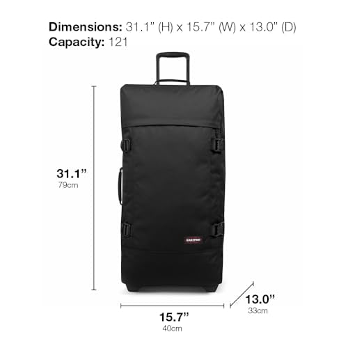 Eastpak Tranverz L – 121L Large Wheeled Luggage with Dual Compartments, TSA Lock, Compression Straps & Smooth-Wheeling System, Sunday Grey - color: Sunday Grey, size: 121 Liter Checked Bag