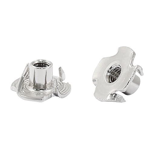 Litoexpe 50 Pcs M5 x 8mm T-Nuts, Stainless Steel Four Pronged Tee Nut for Wood, Rock Climbing Holds, Furniture