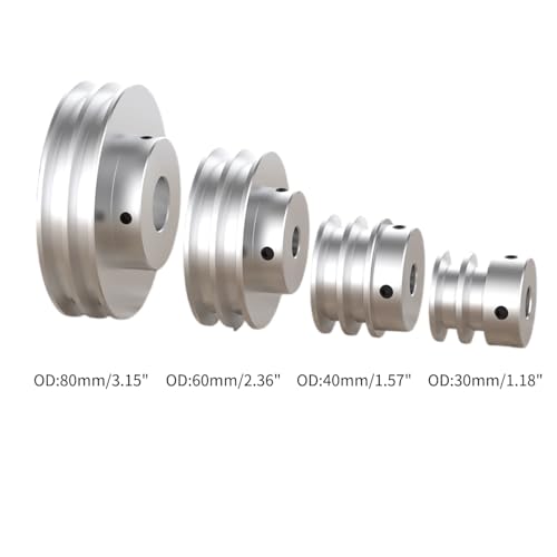 CHANCS Aluminum Alloy Double Groove Pulley 80mm OD 18mm Fixed Bore Pulley for Motor Shaft Drilling Machine 6mm(1/4") PU Round Belt - size: 80x18mm, style: Double Groove Pulley