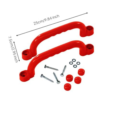 Vaveren Children Climbing Handle Non Slip Playset Ergonomic Outdoor Climbing Grab Bar Secure Hold Suitable for Treehouse Backyard Home Playground, Red - color: Red