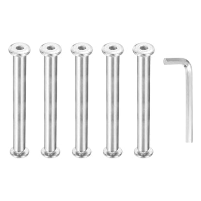 PATIKIL M6x6mm Hex Chicago Screws 8x75mm, 5Pcs 304 Stainless Steel Metric Hex Drive Socket Cap Binding Post Screw Posts for Scrapbook Leather Belt Album Furniture Repair, Silver - size: M6x6mm, 8x75mm