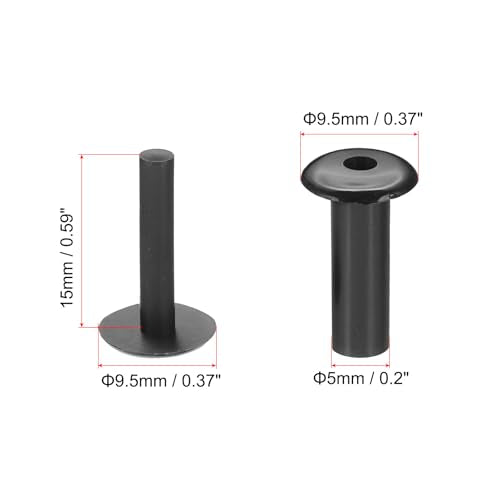 PATIKIL M5x15mm Plastic Binding Post, 50 Sets Plastic Chicago Screws Binding Screw Rivet Post Press-on Buckle for Leather Scrapbook Photo Albums, Black - color: Black, size: M5x15mm