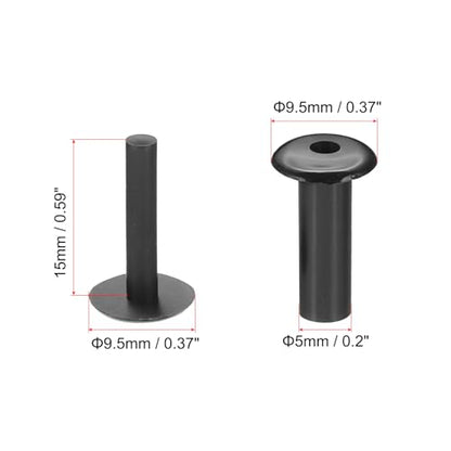 PATIKIL M5x15mm Plastic Binding Post, 50 Sets Plastic Chicago Screws Binding Screw Rivet Post Press-on Buckle for Leather Scrapbook Photo Albums, Black - color: Black, size: M5x15mm