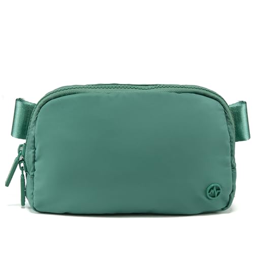 Pander Nylon Fanny Pack for Women, Two-Way Zipper Crossbody Bag | 1L nylon belt bag with a two-way zipper, three interior mesh pockets, and an adjustable strap for waist or crossbody wear - color: Eucalyptus Green