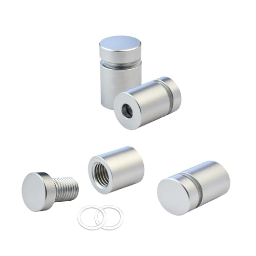 Aluminum Standoff Mounts Screws Satin Chrome E 4 Packs 1/2 x 1/2 | aluminum Sign Standoff screws, Standoff Mounting Hardware, Wall Spacers, For Acrylic frames Signs, satin chrome electroplated - color: Satin Chrome Electroplated, size: 1/2" x 1/2"