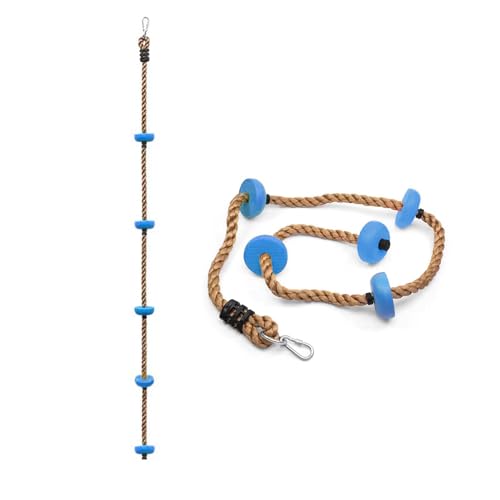 Kids Climbing Rope Swing with Platform Discs | Outdoor Tree Rope Ladder, Indoor Backyard Playground, Heavy Duty Tree Mount, Ninja Course Accessories - size: Ladder
