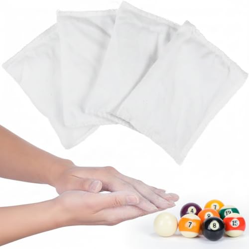 DOITOOL 4 Pcs Billiards Talc Powder Bag Pool Hand Chalk Talcum Powder Bag for Dry Hands Grip Control Snooker Cue Glide Smooth Stroke, Bowling Pool Cue Accessories for Professional Stable Play